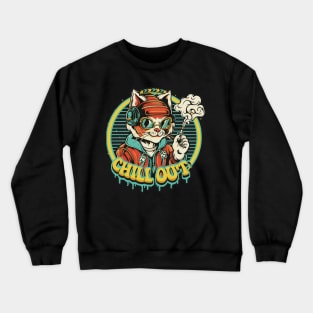 Urban Style Cat Wearing Headphones cool style and smoking Crewneck Sweatshirt